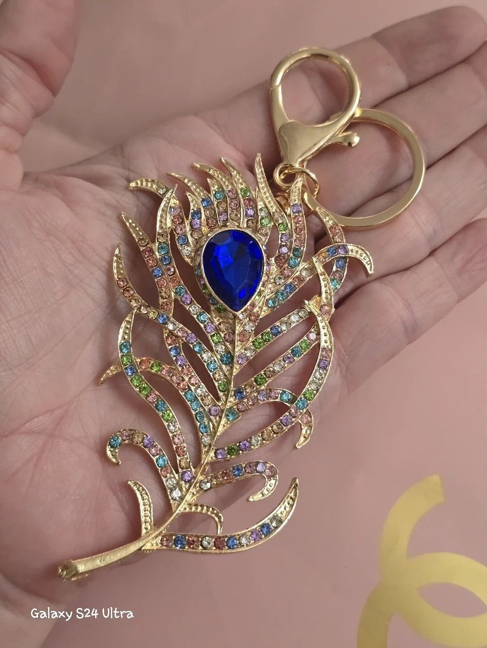 Beautiful Peacock Feather Bag Charm/ Keychain NEW